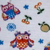 Ткань ситец набивной д.4 цветные совы на белом
